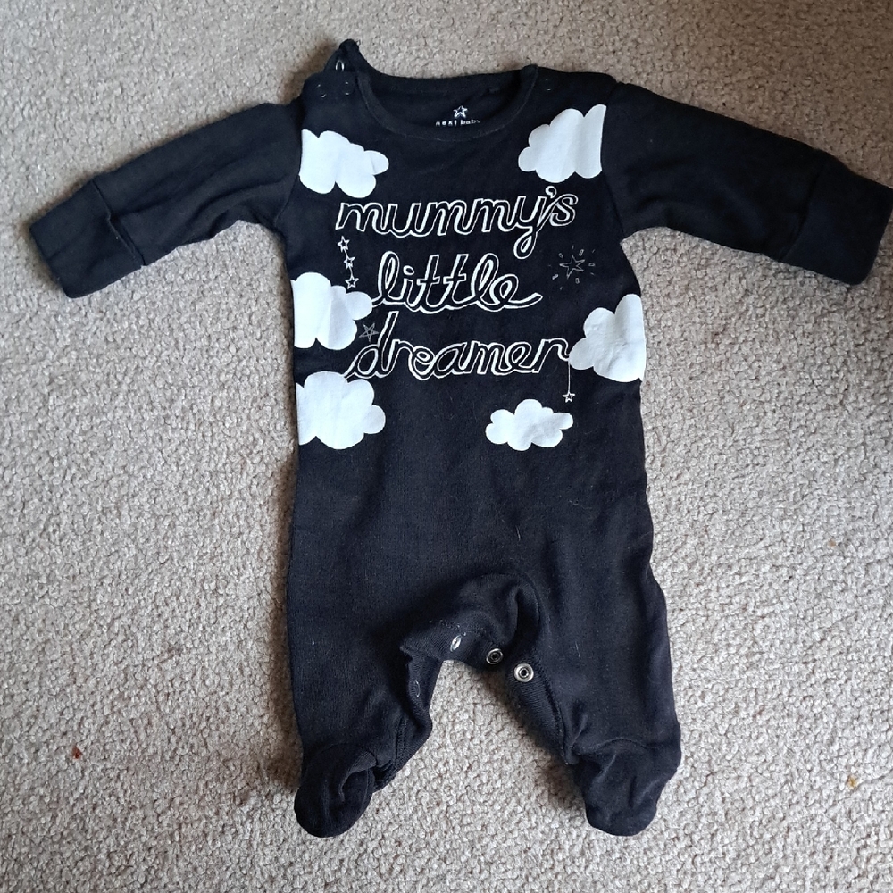 Next Black and White Baby Footie - Mummy's Little Dreamer